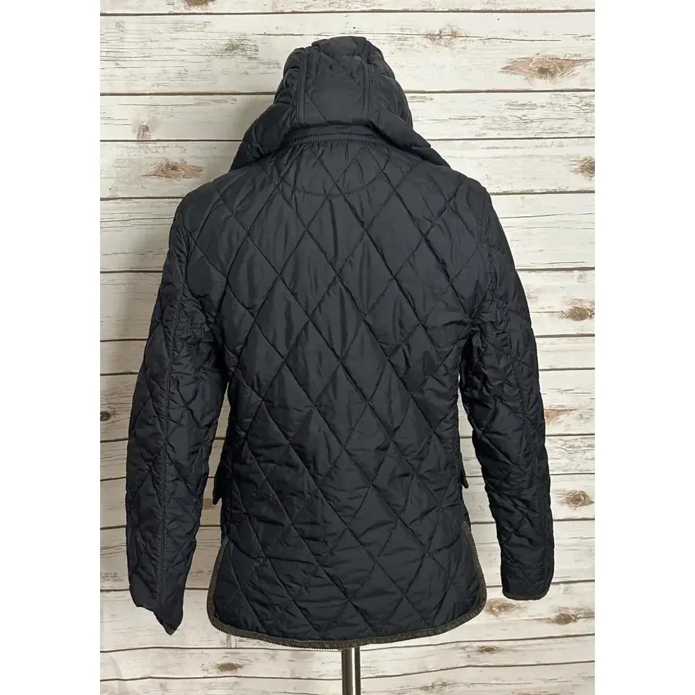 Polo Ralph Lauren black quilted barn snap front hooded jacket Size L (14-16)